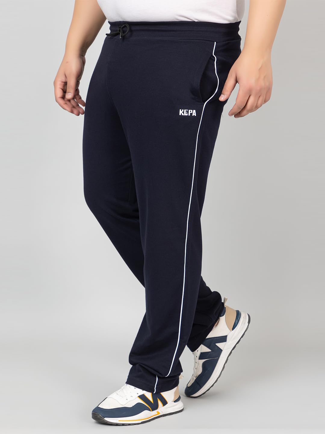 Kepa Men Plus Size Casual Track Pant Gym Workout Lower Navy 2