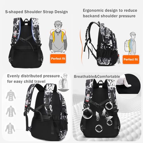Sac à dos d'école décontracté pour garçons grand volume style moderne - 5