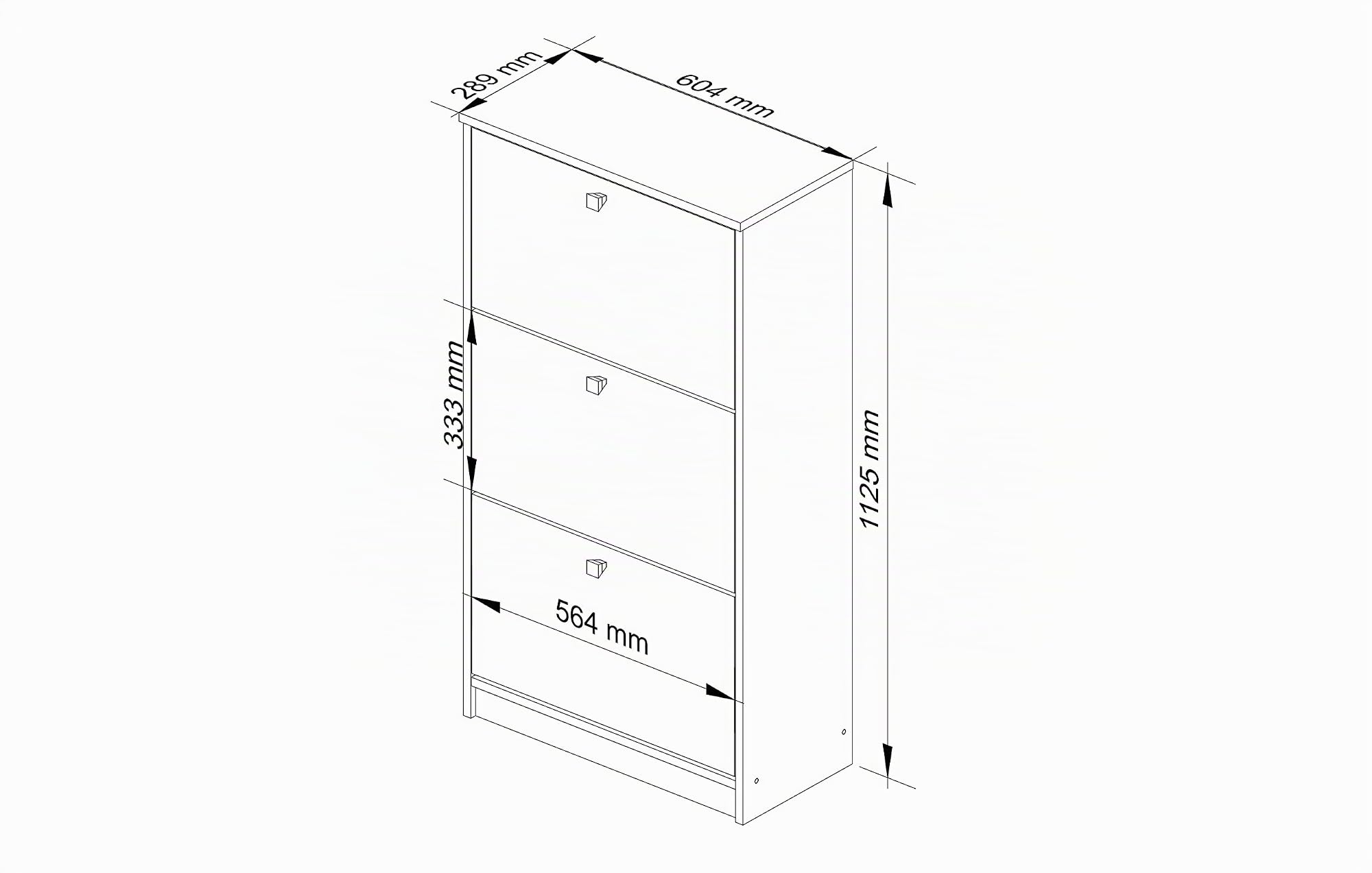 Zapatero con 3 compartimentos AKORD Roble Sonoma 60 cm 3 puertas basculantes frente en color Roble Sonoma 60x28,5x113 cm