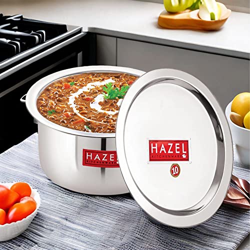 Image of HAZEL Stainless Steel Tope with Lid 1 Litre | Patila 16.5 cm Heavy Gauge Flat Bottom Bhagona Dekchi Boiling & Cooking Vessel