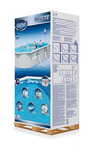 Hydrium Pool Set oval, mit Sandfilteranlage, Oberflächenskimmer, Leiter und Bodenplane, 610x360x120 cm, weiß – Bild 4