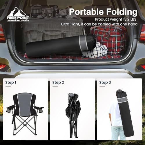 2 Pack Oversized Silla de Camping para Adultos, Sillas para Exterior Soporta 350 LBS miniatura 7