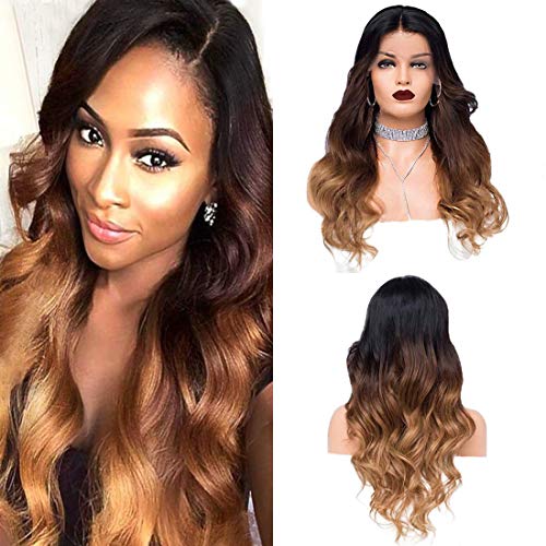 Luxangeles Hair Body Wave Lace Front Wigs Human Hair Ombre Wig 1B/4/27 Human Hair Wigs for Black Women Pre Plucked Lace Front Wigs Human Hair with Baby Hair 18 Inch 150% Density