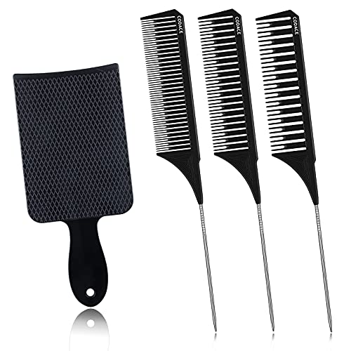 Professional Hair Highlighting Combs Balayage Board, 3 Sizes Weaving Styling With Rat Tail Nylon Teasing Dyeing Combs, Coloring Board Hair Combs Accessories for DIY Salon Styling Barbershop