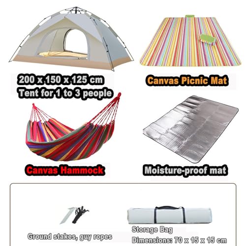 Set de Carpa para Camping 4 en 1 con Hamaca y Manta miniatura 2