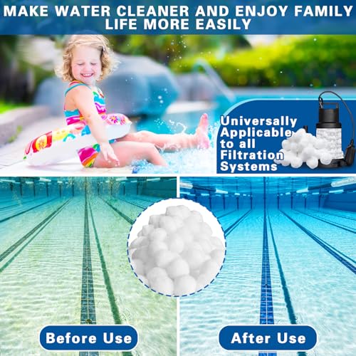 SaiXuan 1300g Pool Filterbälle, Ersetzt 45kg Filtersand Quarzsand,Filterballs für Sandfilteranlagen Pool,Filter Balls ersetzen,Filterpumpe,PoolzubehörFiltersand für Pool Sandfilter,Aquarium