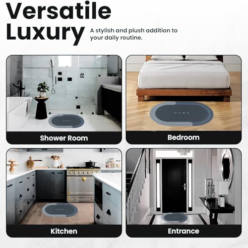 Image of Rubber Bath Mat 4 MM,Anti-Skid Water Soaking Bathroom Rug Door,Floor mat, Soft Quick Dry Water Absorbent Mat for Home Office 40x60cm- Blue