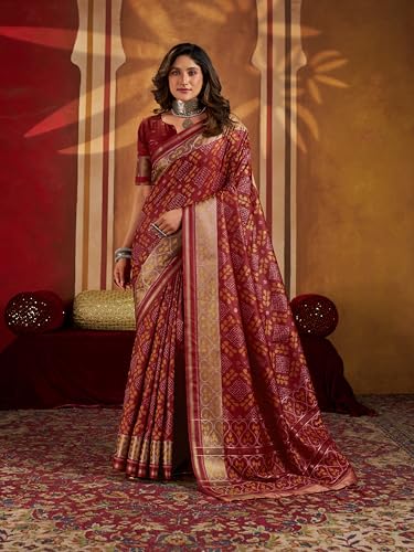 Image of MADHUHANSH Women's Cotton Silk Saree with Unstitched Blouse Piece Zari Weave and Floral Pattern | Heavy Embroidery Saree for Women | Interview Saree for Women | Readymade Blouse with Saree Set