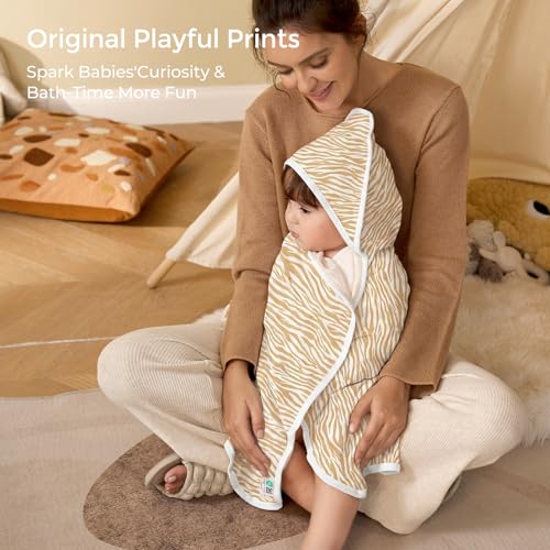 Image of Momcozy Baby Towel with Hooded - Ultra Soft & Absorbent Large Bath Towel Set for Comfort & Gentle on Baby's Skin - Shower Gift & Bath Essential & Baby Registry Search for Newborn,Infant,Toddler,Kids