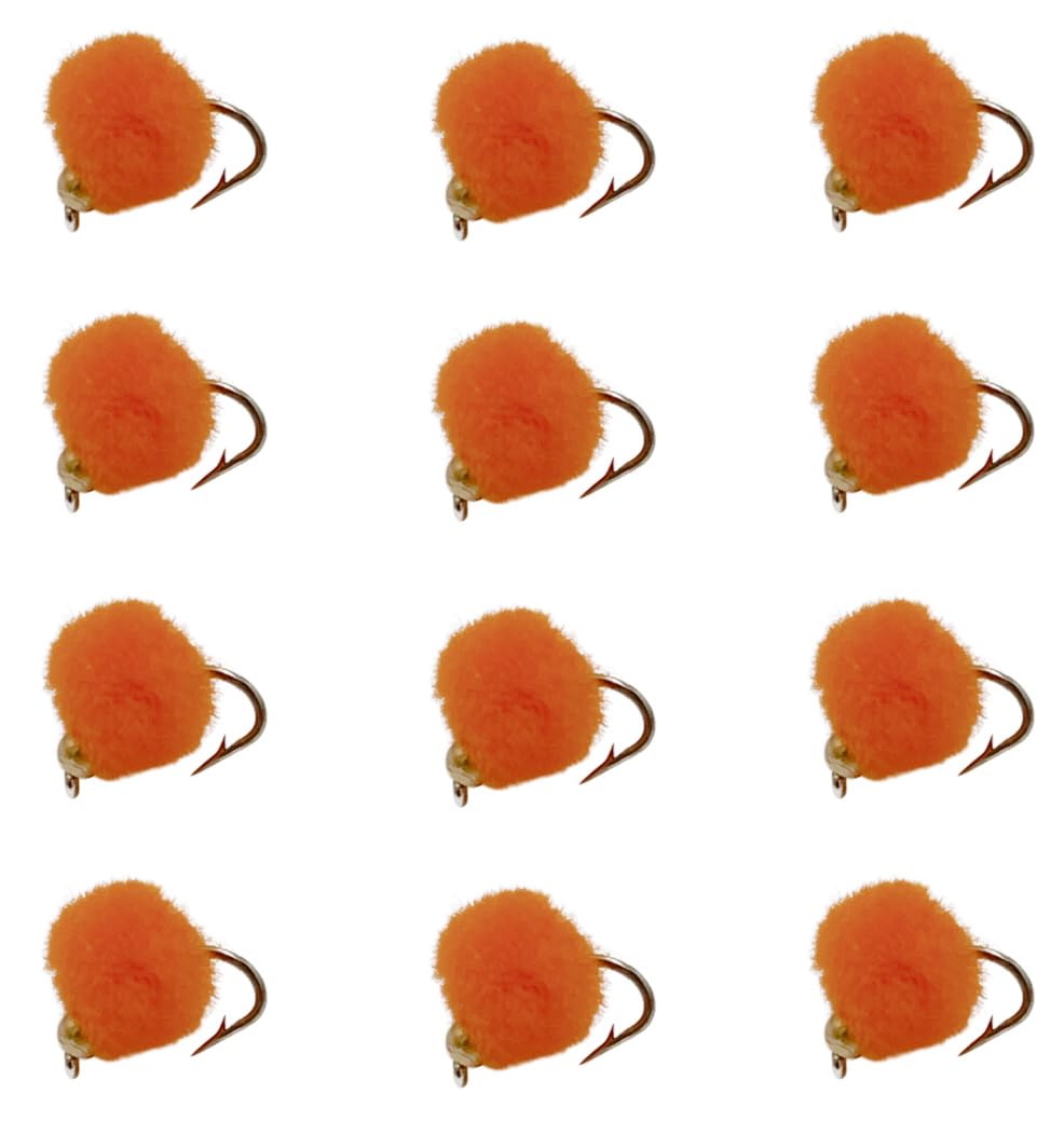 Bead Head Trout & Salmon Eggs, 12 Fly Fishing Lures in Size 12 - Streamer & Steelhead Flies