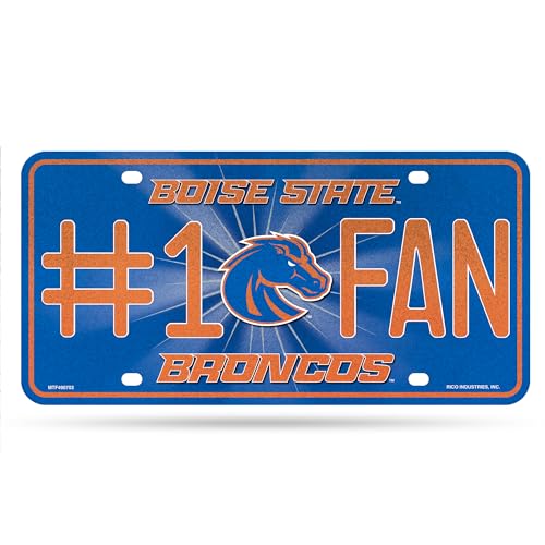 Rico NCAA Boise State Broncos Bling #1 Fan Metal Auto Tag Plate, 12 x 6-Inch, Silver