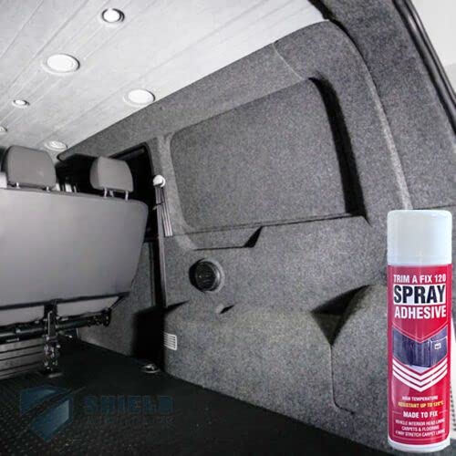 Shield-Auto-Care 4 Way Stretch Smoke-Dark Grey Van Lining Camper Conversion Carpet Trim Bundle Kit-Includes High Temperature Trimfix Adhesive Glue (1 M + 1 TRIM FIX)