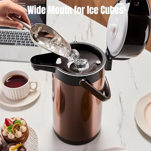 Image of Upgraded Airpot Coffee Carafe with Double Pump - 84oz /2.5L Coffee Carafe for Keeping Hot, Beverage Dispenser for Hot /Cold Beverage (1, Gold Brown)