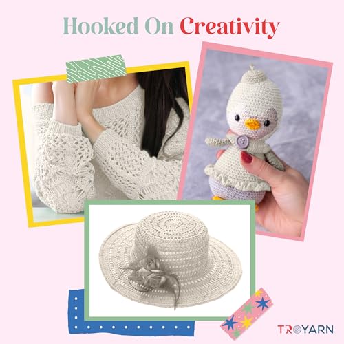 Image of Yarn for Crocheting & Knitting - 4 Skeins (4x383 Yds) (105062 - Light Cream) Crochet Yarn - 100% Microfiber Acrylic Yarn - Knitting Yarn for Craft Projects