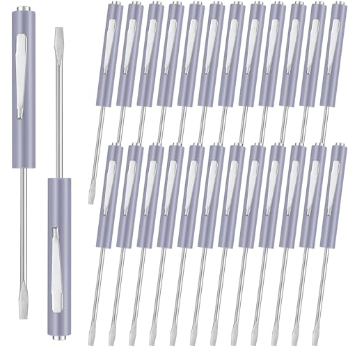 Image of Minatee 30 Pcs Pocket Screwdriver Mini Tops and Pocket Clips Magnetic Slotted Screwdriver with Magnet Small Slotted Screw Driver for Mechanical Electrician Technician Repair Tool(Gray)