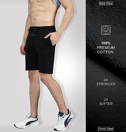 Image of Sleepynuts Regular Fit Terry Cotton Plain Shorts for Men