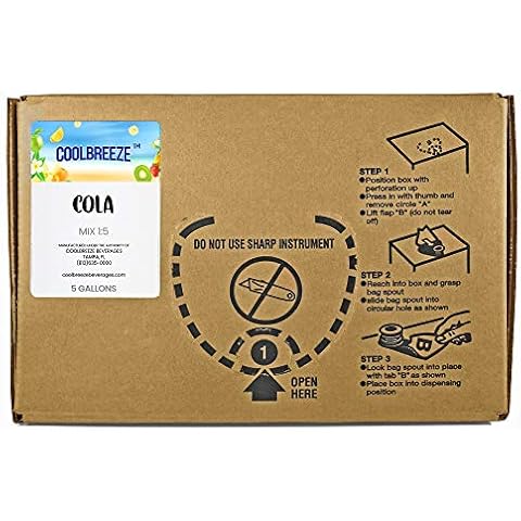 Coolbreeze Beverages Soda Fountain Machine Cola Flavor Syrup Concentrate - Ready To Use, Shelf Stable - 5 Gal Bag In Box BIB - Original Cola Cover