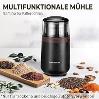 HAUSHOF Kaffeemühle Elektrisch 75g, Kaffeebohnenmühle 150W für Bohnen und Gewürze, multifunktionale Gewürzmühle für Kaffeebohne, Nüsse, Kräuter – Ansicht 5