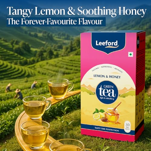 Image of Leeford Lemon & Honey Green Tea - Pack of 2 (30 Tea Bags Each) | Refreshing Herbal Blend | Rich in Antioxidants | Supports Immunity & Metabolism | Zero Calories | Natural Detox Drink