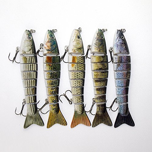 LKQBBSZ 8 Segment Swimbait Lures Fishing Lures Hard Bait Minnow VIB Lure with Treble Hook Life-Like Swimbait Fishing Bait 3D Eyes Popper Crankbait Vibe Sinking Lure for Bass Trout Walleye - Thumbnail 5