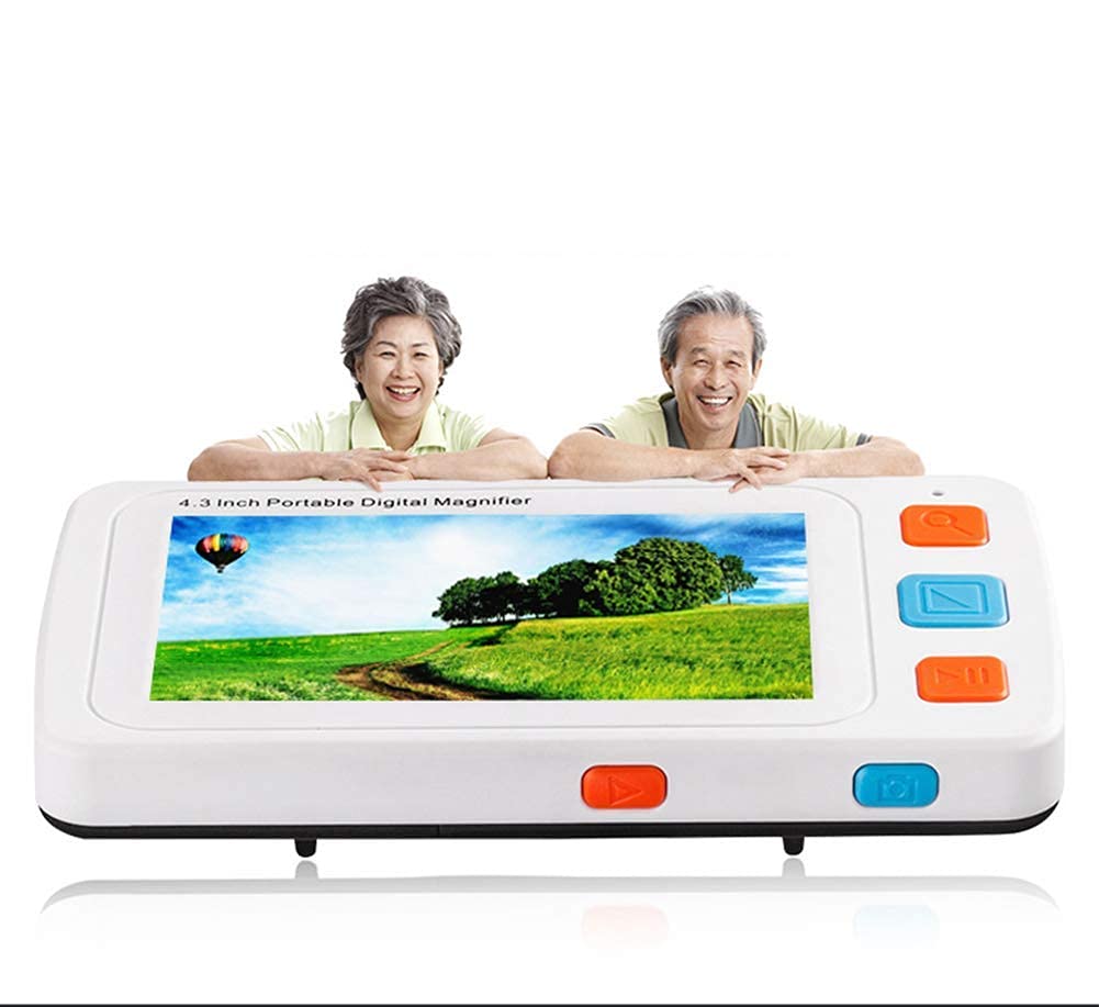 Lupas, Lupa de Bolsillo electrónica portátil con Pantalla LCD a Color de 4,3 Pulgadas, para Lectura y Baja visión.