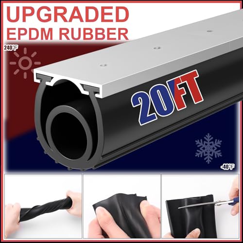Garage Door Seals Bottom Rubber - Jobon 20 Ft Heavy-Duty Garage Door Weather Stripping Bottom Seal with Pre-drilled Aluminum Track Retainer Kit, Easy Installation for Home & Commercial by Jobon - Image 6