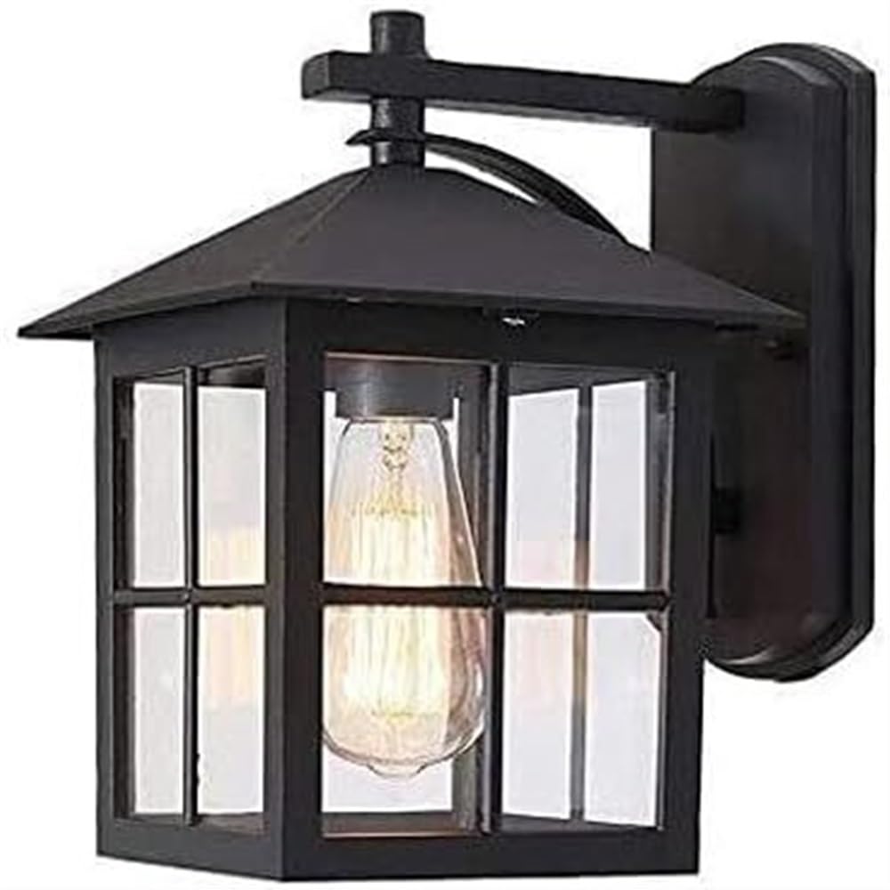 Applique Murale carrée Simple en Aluminium et Verre, Style campagnard, Style rétro, luminaire d'extérieur, idéal pour Un Village, Une Villa, Un Balcon ou Une terrasse, E27