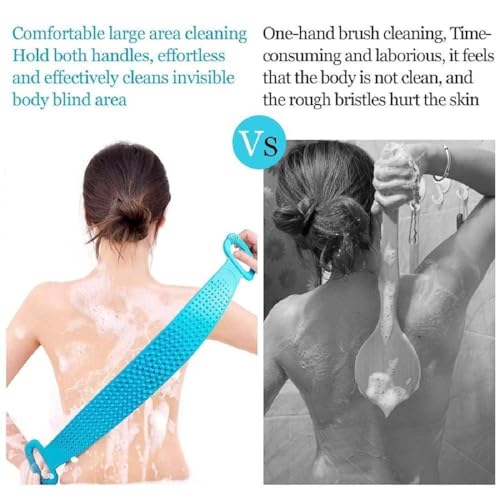 Image of TEKCOOL Silicone Body Back Scrubber, Double Side Bathing Brush for Skin Deep Cleaning Massage, Dead Skin Removal Exfoliating Belt for Shower, Body Brush for Bathing (Medium);