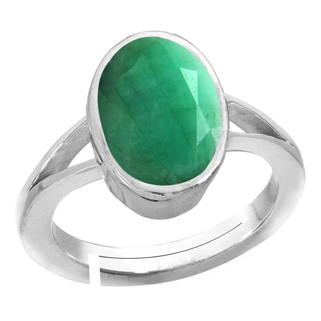 Emerald Panna 3cts or 3.25ratti stone Sterling Silver Adjustable Ring For WOMEN-image-45