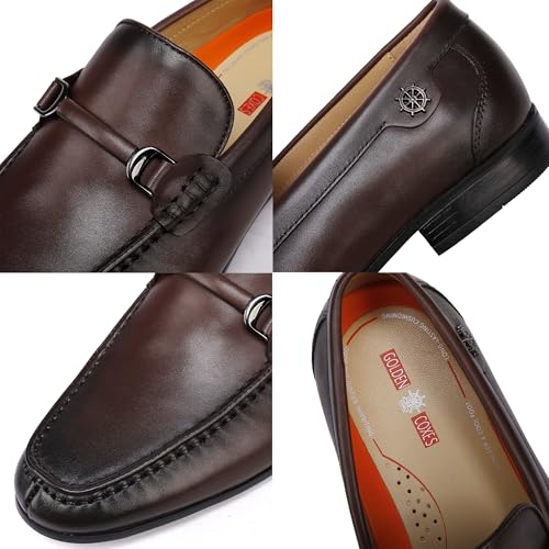 Mens Buckle Dress Shoes Loafers Classic Leather Business Dress Loafer Formal Slip On Penny Loafer Shoes2