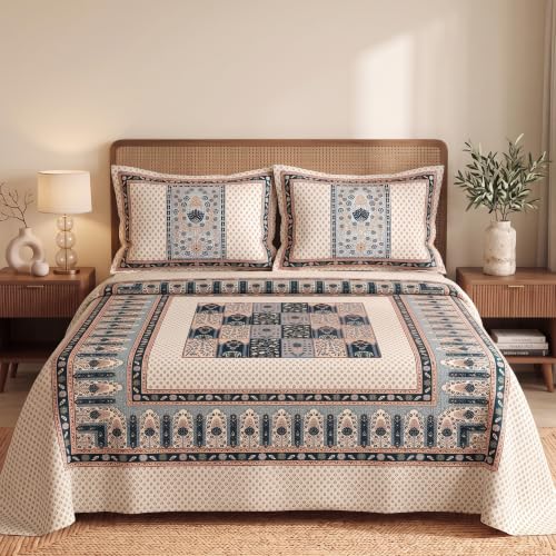 Image of VAS COLLECTIONS 240 TC Cotton Feel Double Bedsheet with 2 Pillow Covers | Premium Soft & Breathable Bed Sheet | Fade Resistant, Wrinkle Free, All Season | 90 x 100 Inches (228 x 254 cm)