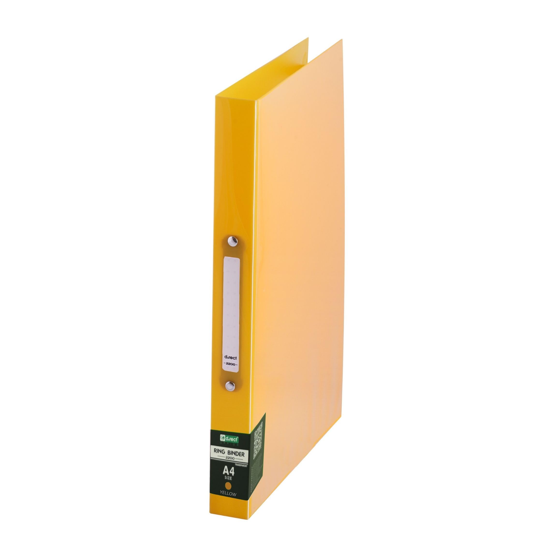 D.RECT 2200 Plastic Ring Binder Ring Binder Made of PP Plastic Cover Polypropylene A4 35 mm Spine Width 2 Rings Transparent Yellow 1