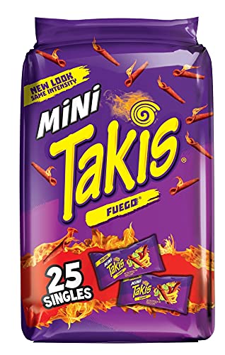 TAKIS Rolled Mini Fuego Tortilla Chips Bag of 25 count