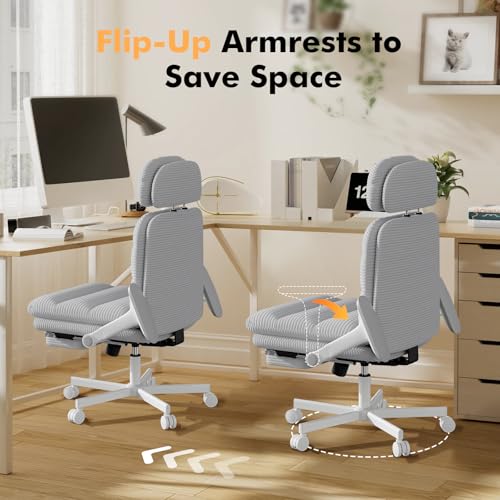 Image of GXJ Criss Cross Legged Office Chair with Flip-up Arms, Footrest, G800 Plus
