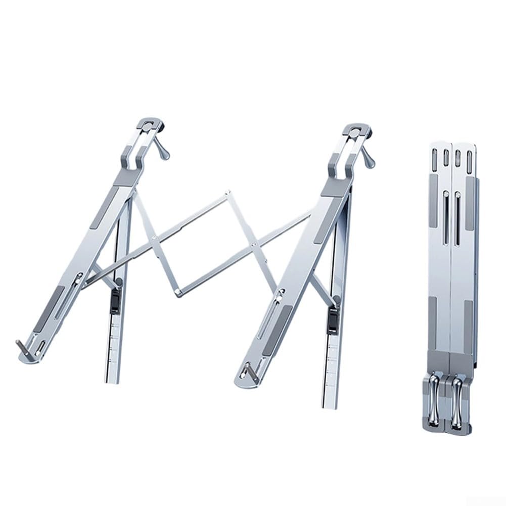 Soporte plegable ajustable para laptop para volante de coche, bandeja de aluminio resistente con cerradura (plata)