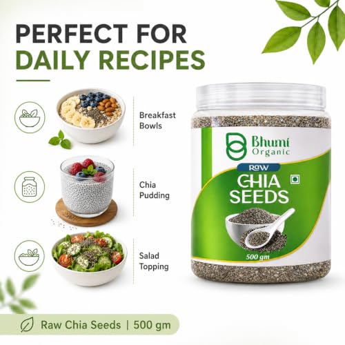 Image of Bhumi Organic Chia Seeds 500g | Seeds for Eating, Rich in Calcium, Rich in Protein, Rich in Fibre