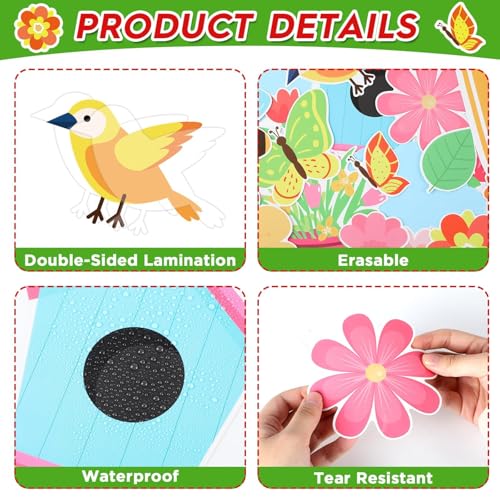 Image of Spring Bulletin Board Decoration Set Spring Classroom Decoration Be The Reason Someone Smile Today Bulletin Board Flower Butterfly Cutouts for Home School Chalkboard Door Wall Decor