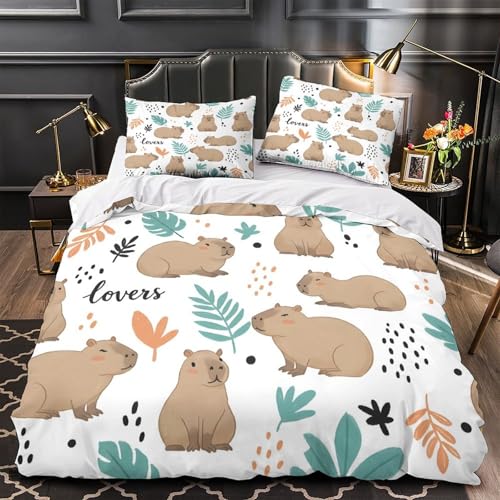 Housse de couette capybara hypoallergique en microfibre douce avec fermeture éclair