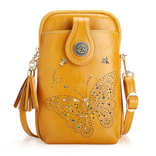 Image of KITEVIUN Small Crossbody Bags for Women, Lightweight Mini Cute Cell Phone Purse for Women with Tassel Shining Butterfly
