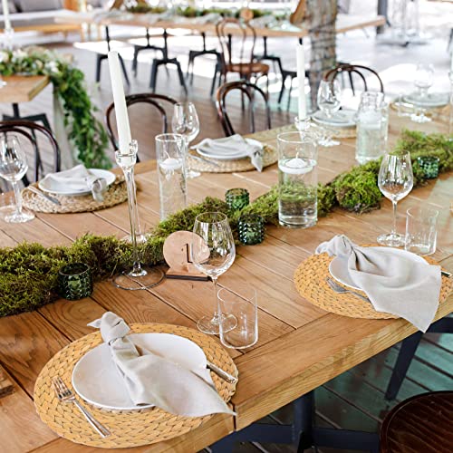 Disposable Woven Paper Place Mats Bulk Woven Water Hyacinth Print Paper Placemats Round Braided Rattan Tablemats Farmhouse Table Placemats For Wedding Dinner Party Table Decor (100 Pcs) #TOP4