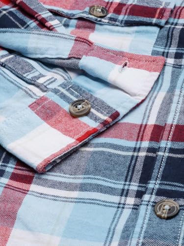 Image of The Indian Garage Co Men Regular Fit Checkered Full Sleeves Spread Collar Double Flap Pocket Casual Over Shirt