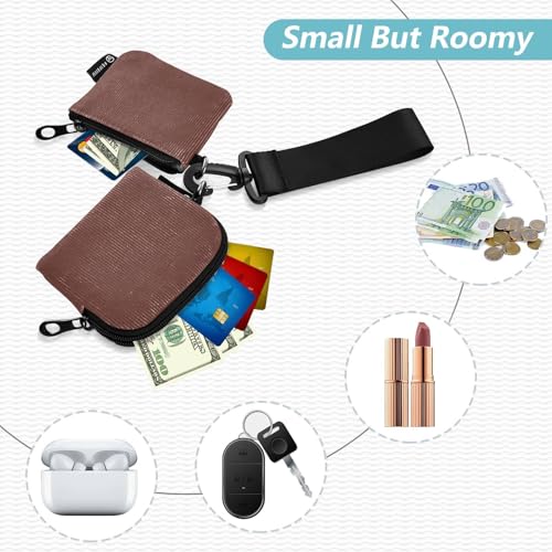 Reddish Brown Women's Dual Wallets Business Card Cases Mini Fashion Coin Purse Change Holder with Zipper Pocket for Ladies 2 Pcs para Meter tarjetas de credito2