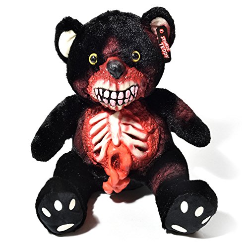 Zombie Teddy Original XXL 50cm Halloween Teddybär Horror-Bär Der Gruselige Kuschelbär für alle Splatter & Horror Fans (Gedärme Schwarz)