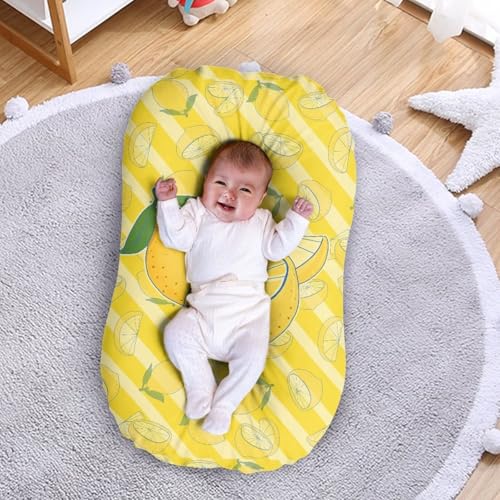 Image of ZOUTAIRONG Lemon Bassinet Sheetsack Bassinet Sheets Yellow Neutral Unisex Fitted Baby Bassinet Sheets Set for Standard Bassinets for Baby Boys or Girls