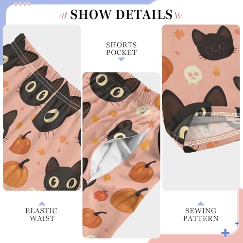 Pajama Pants Cats Face Pumpkins PJ Bottoms Sleepwear Lounge Sleep Pant with Pockets4