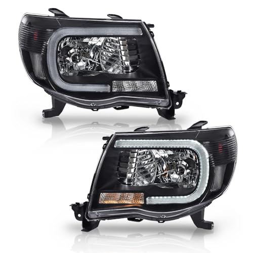 PIT66 LED DRL Headlights Assembly Fit 2005-2011 Toyota Tacoma Headlamp Pair