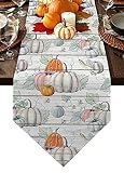 Fall Table Runner Thanksgiving Table Decorations,Grey Pumpkins Table Runners Vintage Wood Farmhouse