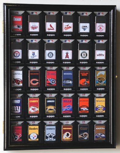30 Zippo Lighter Display Case Cabinet Holder Wall Rack -Black for displaying in Retail Box