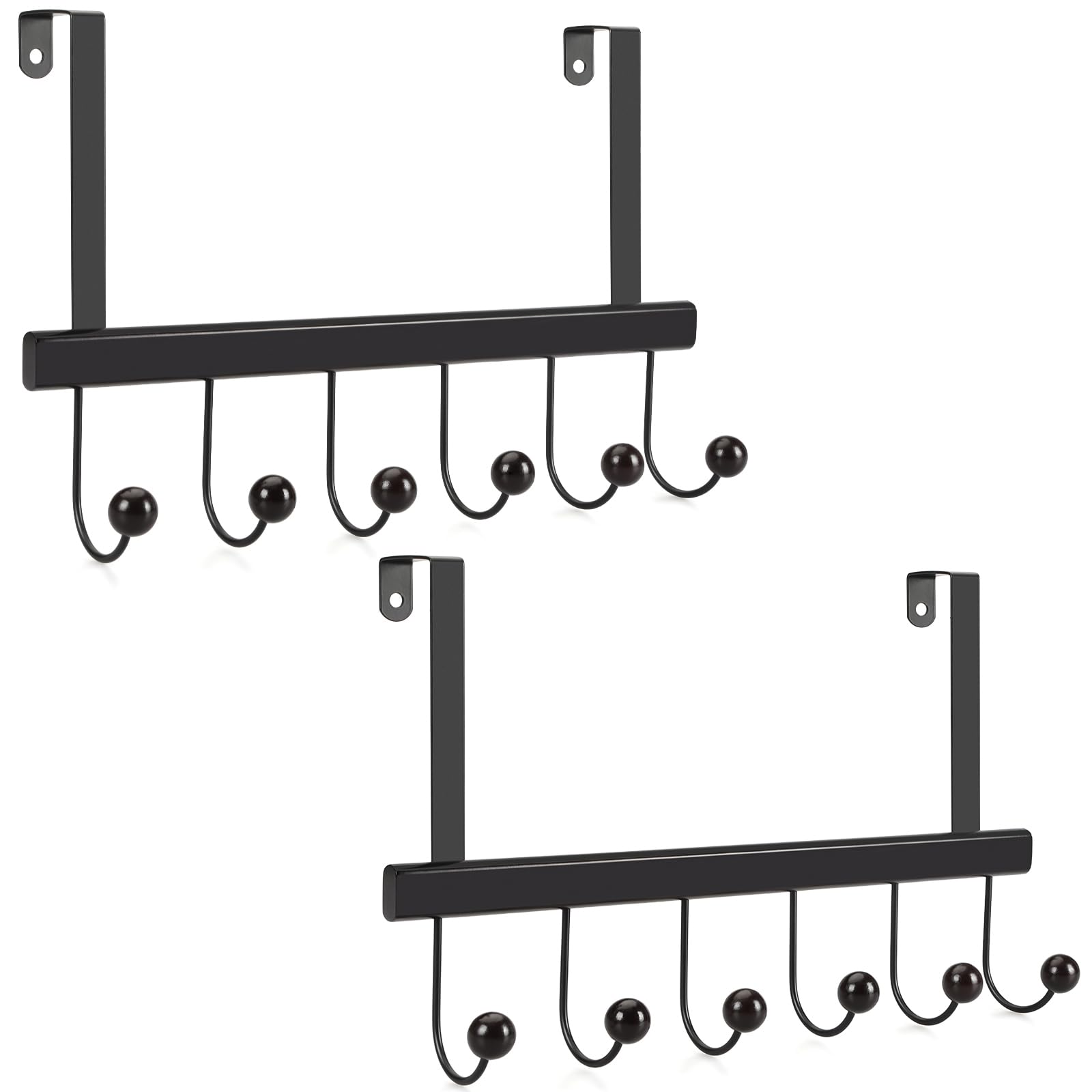 TOPIA HANGER Over The Door Hooks for Hanging, Towel Hooks Towel Racks for Bathroom, Coat Hooks Coat Rack Over The Door Organizer Hanging, Wooden Door Hangers for Coat Towel Hat Purse CT72B - 2 Pack