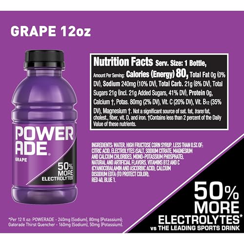 Image of POWERADE Sports Drink Grape, 12 Ounce (Pack of 8)